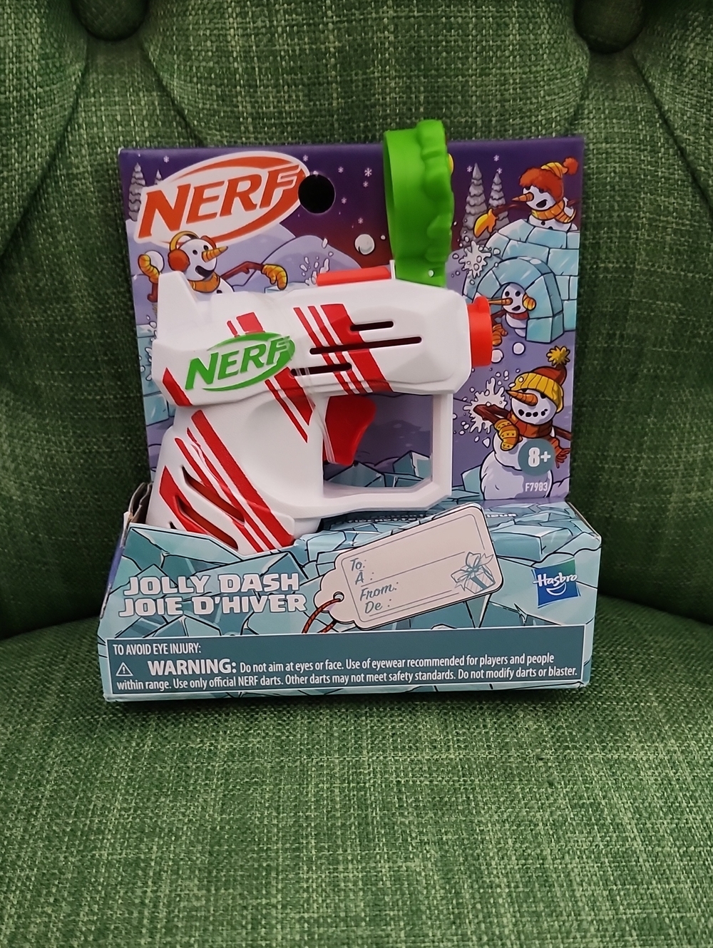Nerf Jolly Dash Holiday Blaster - White & Red with Green Accents